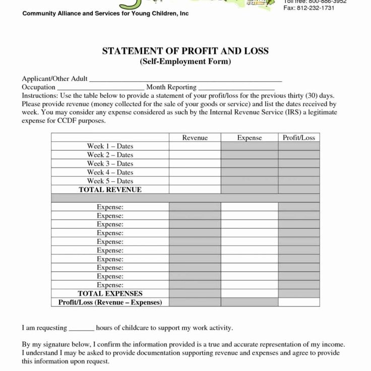Fresh Daycare Profit And Loss Statement Template
