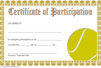 Fresh Tennis Participation Certificate inside Table Tennis Certificate Template Free