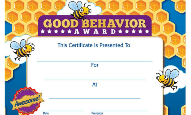 Good Behavior Award Gold Foil-Stamped Certificate pertaining to Certificate For Best Dad 9 Best Template Choices