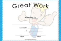 Great Work Certificate Printable Certificate for Great Work Certificate Template