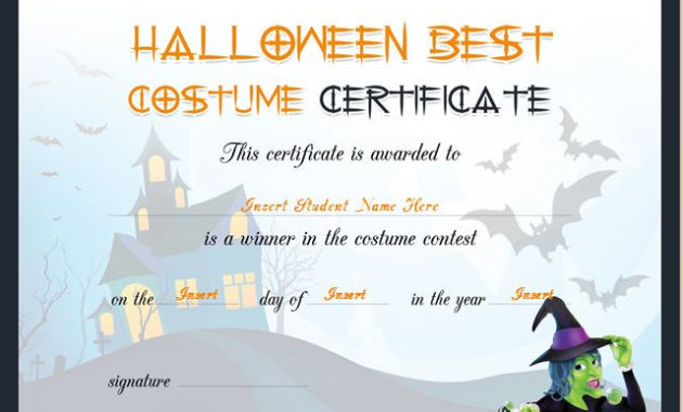 Halloween Best Costume Certificate Templates | Word with Stunning Best Dressed Certificate Templates