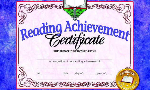 Hayes Reading Achievement Certificate, 8-1/2 X 11 In pertaining to Reading Certificate Template Free