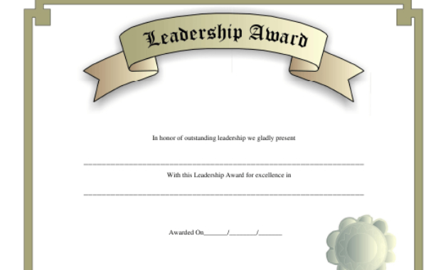 Leadership Award Certificate Template Download Printable within Professional Outstanding Student Leadership Certificate Template Free