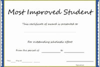 Most Improved Student Certificate Awesome Most Improved throughout Professional Outstanding Student Leadership Certificate Template Free