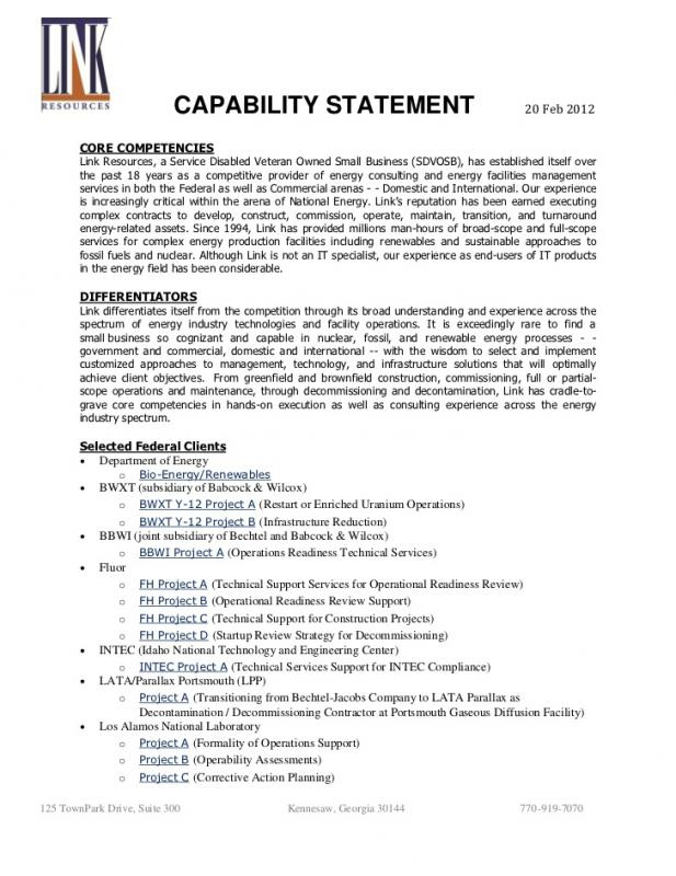New Capability Statement Template For Government Contractors