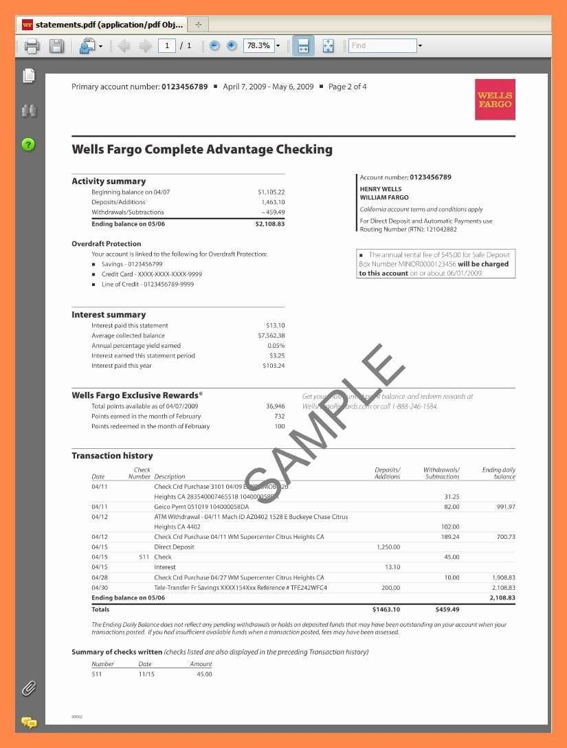 New Novelty Bank Statement Template