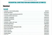 New Residential Cost Estimate Template 2