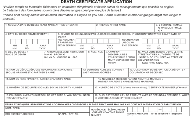 New York City Death Certificate Application Download within Blank Death Certificate Template 7 Documents