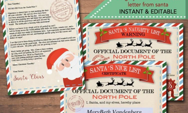 Nice/Naughty Certificates, Santa Letter Christmas Reward with Best Santas Nice List Certificate Template Free