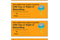 One Day Or Night Of Babysitting | Babysitting Coupon, Gift regarding Stunning Babysitting Gift Certificate Template