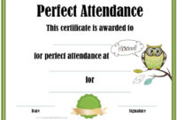 Perfect Attendance Award Certificates intended for Awesome Perfect Attendance Certificate Template Editable