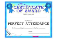 Perfect Attendance Certificate Template (4) Templates intended for Awesome Perfect Attendance Certificate Template Editable