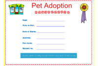 Pet Adoption Certificate For The Kids To Fill Out About inside Stunning Stuffed Animal Birth Certificate