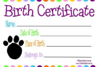 Pet Themed Kids Parties | Custom Birth Certificate To Go regarding Stuffed Animal Birth Certificate Templates