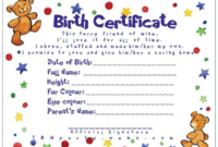 Pin On Certificate Template regarding Fantastic Stuffed Animal Birth Certificate Templates