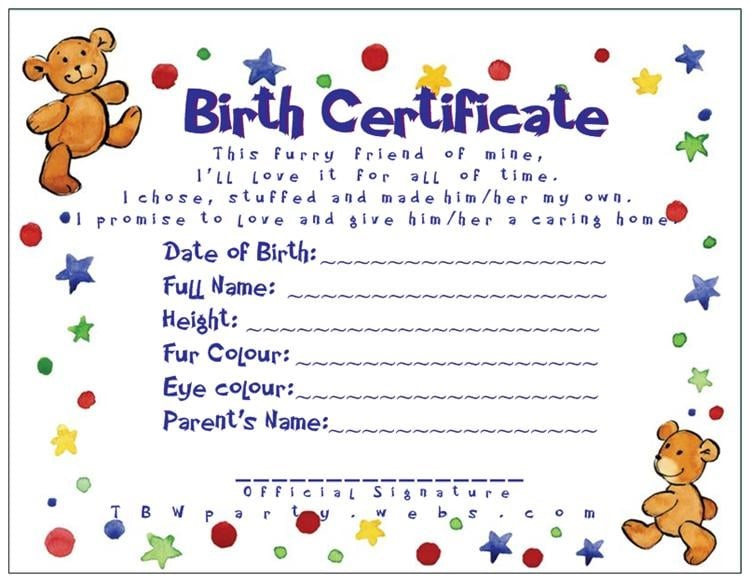 Pin On Certificate Template regarding Fantastic Stuffed Animal Birth Certificate Templates