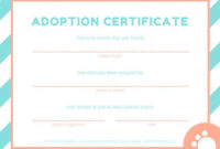Pink And Blue Pet Adoption Certificate | Adoption intended for Fascinating Puppy Birth Certificate Free Printable 8 Ideas