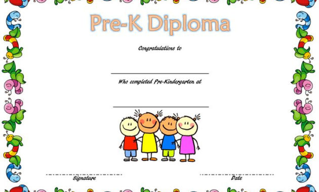 Pre-Kindergarten Diploma Certificate Free (Template 2 inside Fantastic 7 Kindergarten Graduation Certificates To Print Free