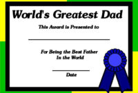 Printable Certificates For Dads inside Simple Best Dad Certificate Template