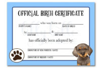 Printable Dachshund Birth Certificate | Dog Adoption pertaining to Puppy Birth Certificate Template