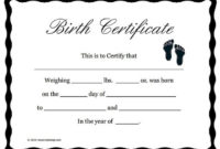 Printable Fillable Birth Certificate Template ~ News Word intended for Pet Birth Certificate Templates Fillable