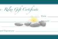 Printable Gift Certificate Template Dtemplates For Massage regarding Salon Gift Certificate
