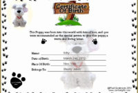 Printable Puppy Birth Certificate Template Tattoos In 2020 for Top Puppy Birth Certificate Template