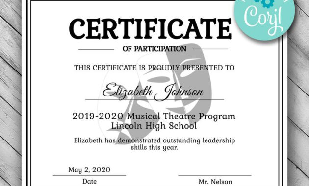 Printable Theatre Certificate Template, Performing Arts within Awesome Baby Shower Winner Certificate Template 7 Ideas