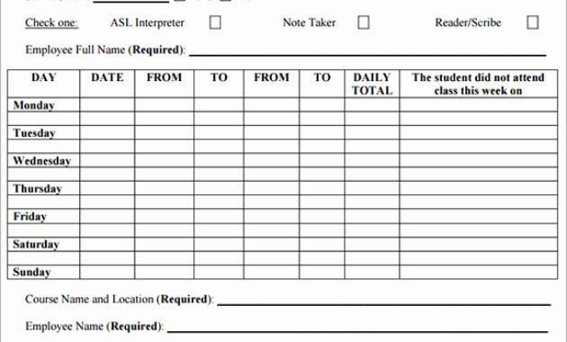 Professional Employee Time Log Template