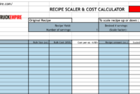 Professional Recipe Food Cost Template