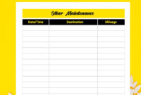 Professional Vehicle Service Log Book Template