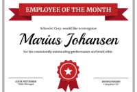 Red Employee Monthly Recognition Certificate Template pertaining to Employee Appreciation Certificate Template