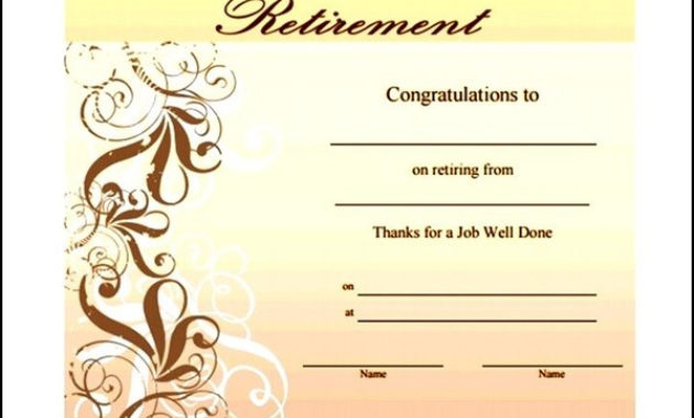 Retirement Certificate Template Download - Sample throughout Free Retirement Certificate Templates For Word