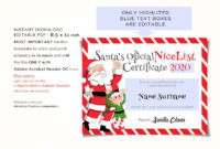 Santa&amp;#039;S Nice List Certificate Template Editable Kids | Etsy inside Santas Nice List Certificate Template Free