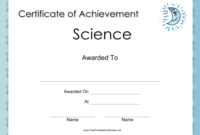 Science Achievement Moon Certificate Printable Certificate in Science Achievement Certificate Templates