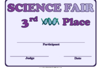 Science Fair Third Place Achievement Certificate Template in Amazing Science Fair Certificate Templates