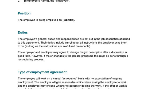Simple Casual Labour Contract Template