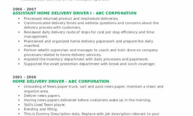 Simple Delivery Driver Contract Sample