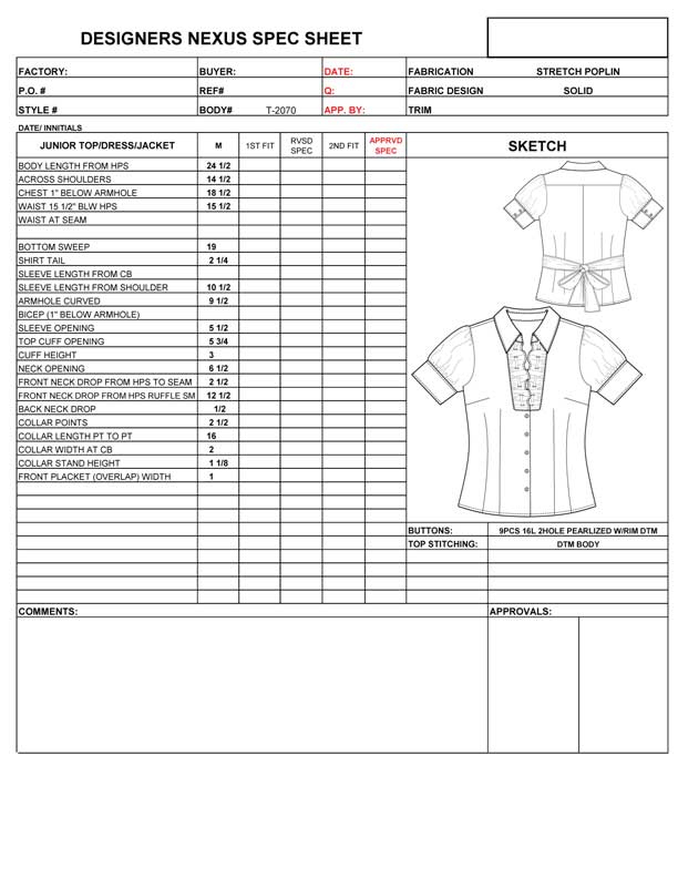 Simple Fashion Cost Sheet Template