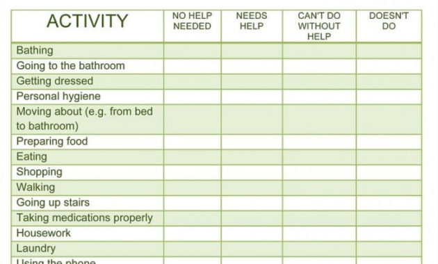 Simple Home Health Care Daily Log Template