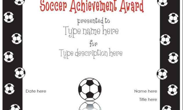 Soccer Certificate Templates | Activity Shelter Intended intended for Stunning Soccer Achievement Certificate Template