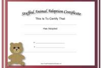 Stuffed Animal Adoption Certificate Template Download inside Stuffed Animal Adoption Certificate Editable Templates