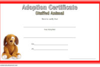 Stuffed Animal Adoption Certificate Template Free 1 In with Pet Adoption Certificate Editable Templates