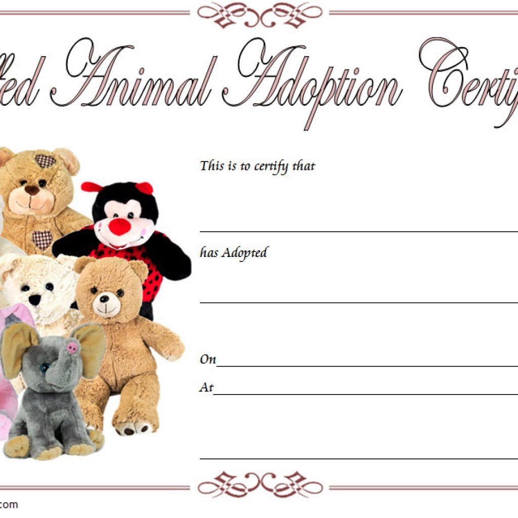 Stuffed Animal Adoption Certificate Template Free (2020) for Stunning Stuffed Animal Birth Certificate