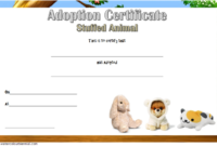 Stuffed Animal Adoption Certificate Template Free 2020 inside Stuffed Animal Adoption Certificate Editable Templates