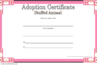 Stuffed Animal Adoption Certificate Template Free intended for Stunning Stuffed Animal Birth Certificate