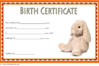 Stuffed Animal Birth Certificate Templates [7+ Adorable with Rabbit Adoption Certificate Template 6 Ideas Free