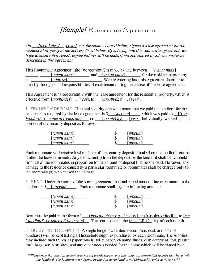 Stunning College Roommate Contract Template