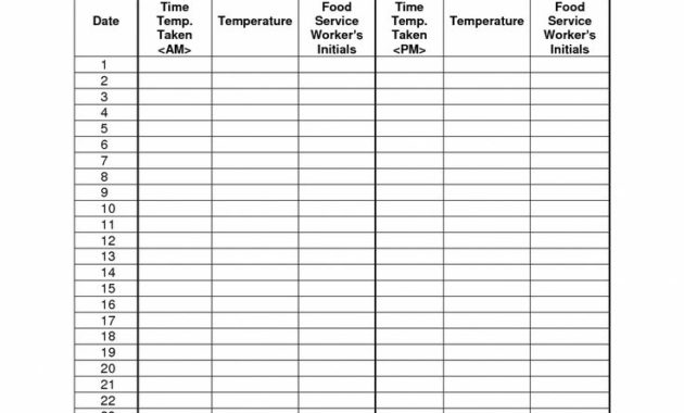 Stunning Temperature Log Sheet Template