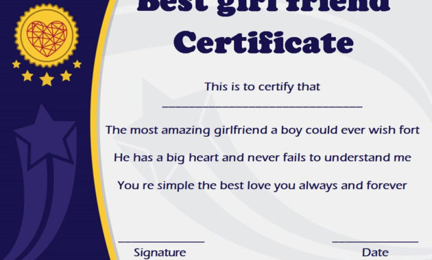 Surprise Your Girlfriend Using These 16+ Best Girlfriend within Fantastic Best Wife Certificate Template